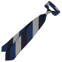 Striped Cashmere Tie - Navy / Blue / White