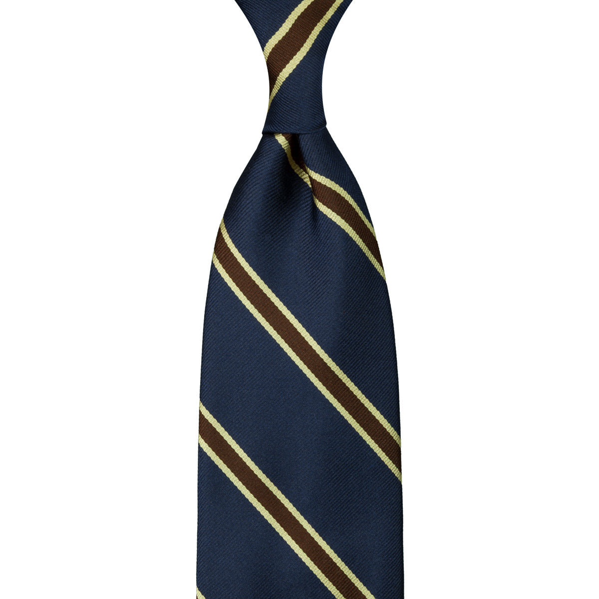 Repp Stripe Silk Tie - Navy - Hand-Rolled