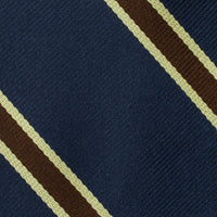Repp Stripe Silk Tie - Navy - Hand-Rolled