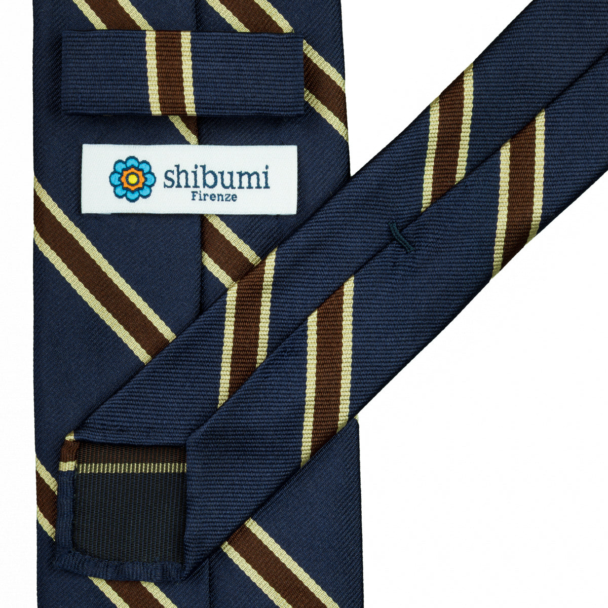 Repp Stripe Silk Tie - Navy - Hand-Rolled