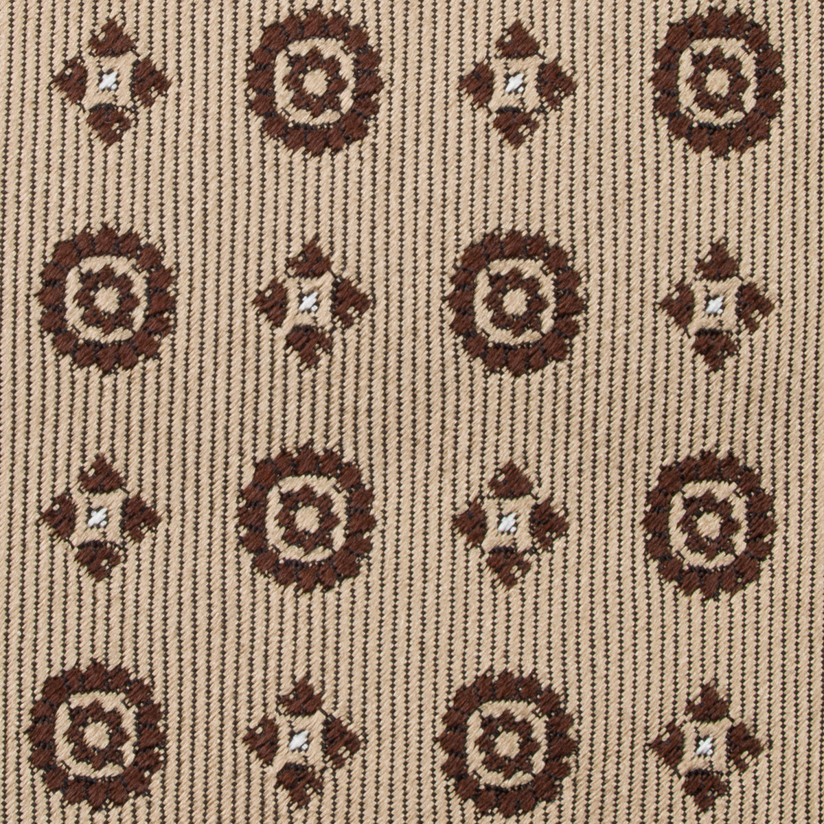 Floral Jacquard Silk Tie - Beige - Hand-Rolled