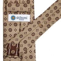 Floral Jacquard Silk Tie - Beige - Hand-Rolled