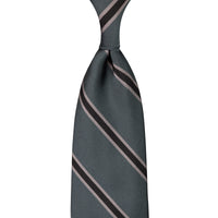 Repp Stripe Silk Tie - Charcoal - Hand-Rolled