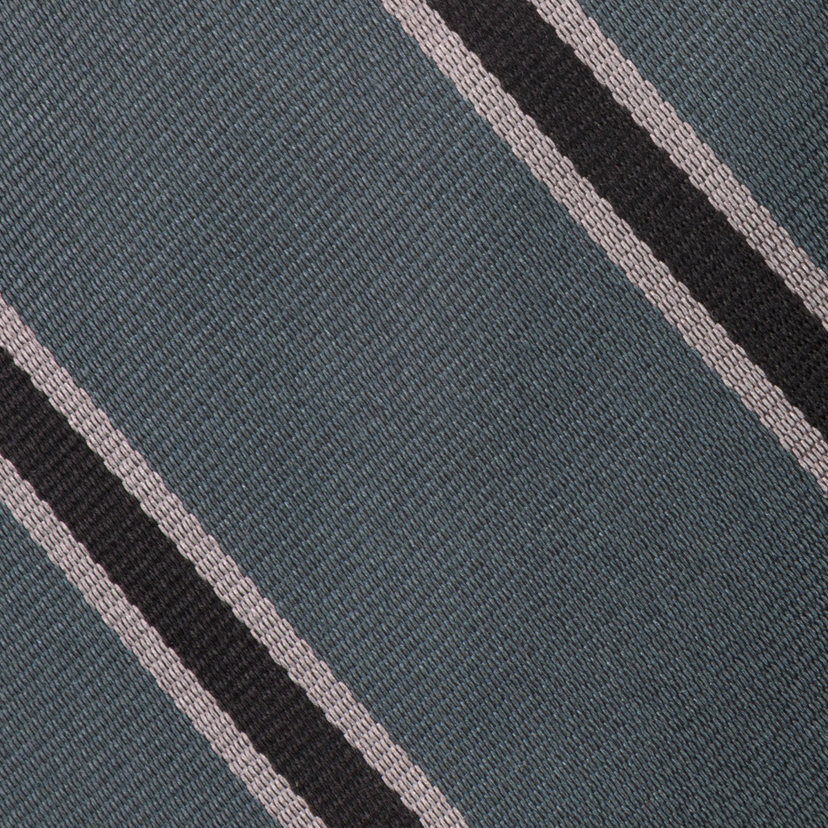 Repp Stripe Silk Tie - Charcoal - Hand-Rolled
