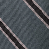 Repp Stripe Silk Tie - Charcoal - Hand-Rolled