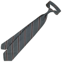 Repp Stripe Silk Tie - Charcoal - Hand-Rolled