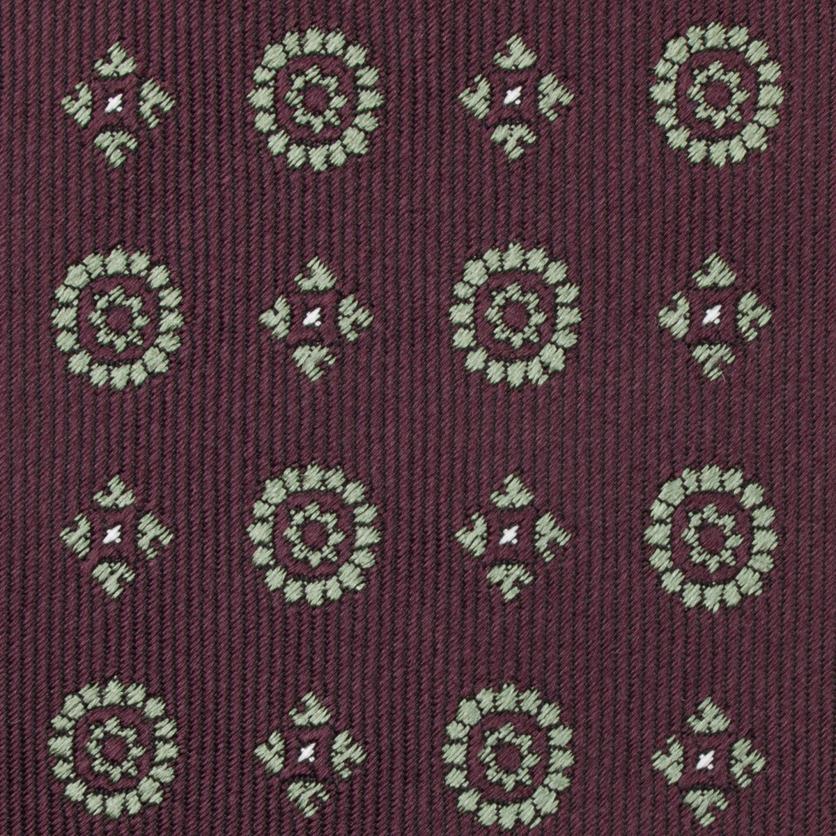 Floral Jacquard Silk Tie - Burgundy - Hand-Rolled