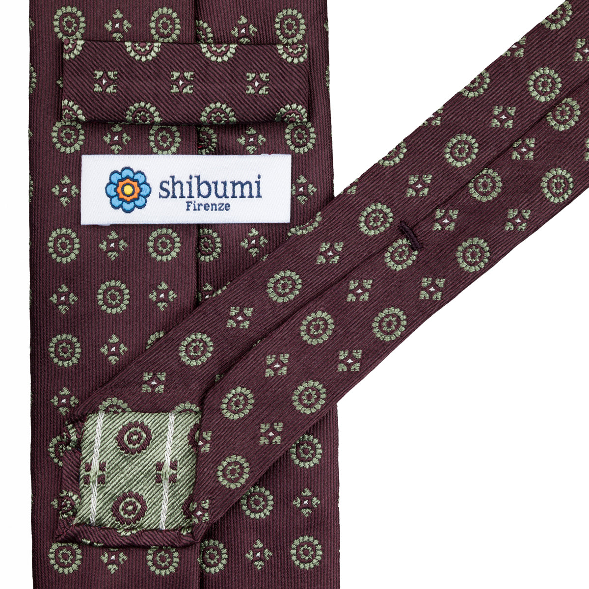 Floral Jacquard Silk Tie - Burgundy - Hand-Rolled
