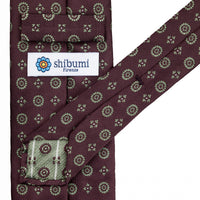 Floral Jacquard Silk Tie - Burgundy - Hand-Rolled