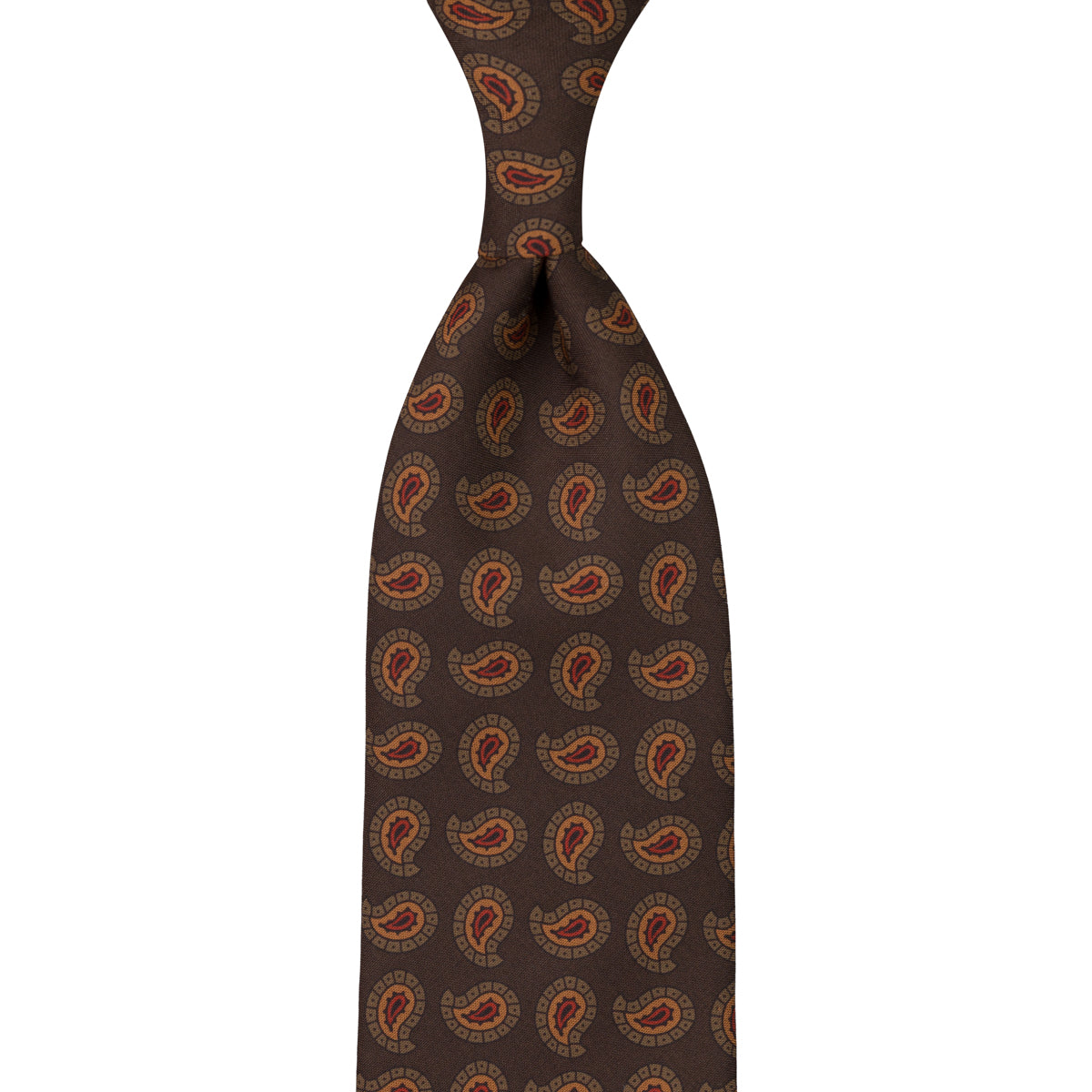 Copper Madder Silk Tie - Espresso - Hand-Rolled