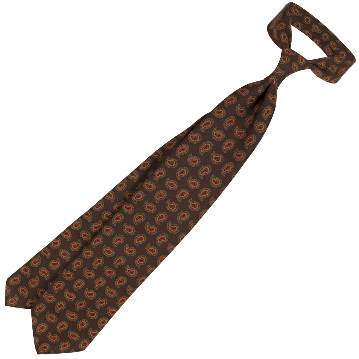 Copper Madder Silk Tie - Espresso - Hand-Rolled