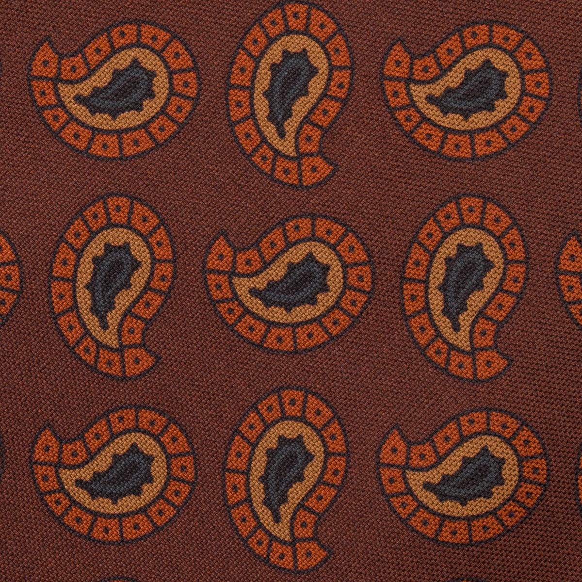 Copper Madder Silk Tie - Brown - Hand-Rolled