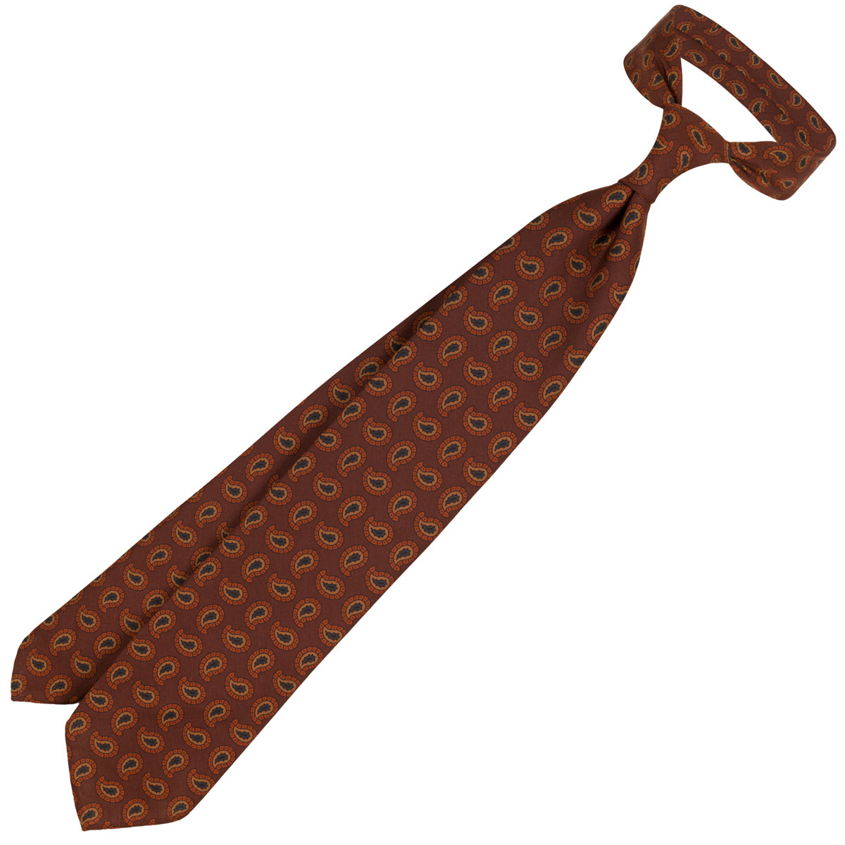 Copper Madder Silk Tie - Brown - Hand-Rolled