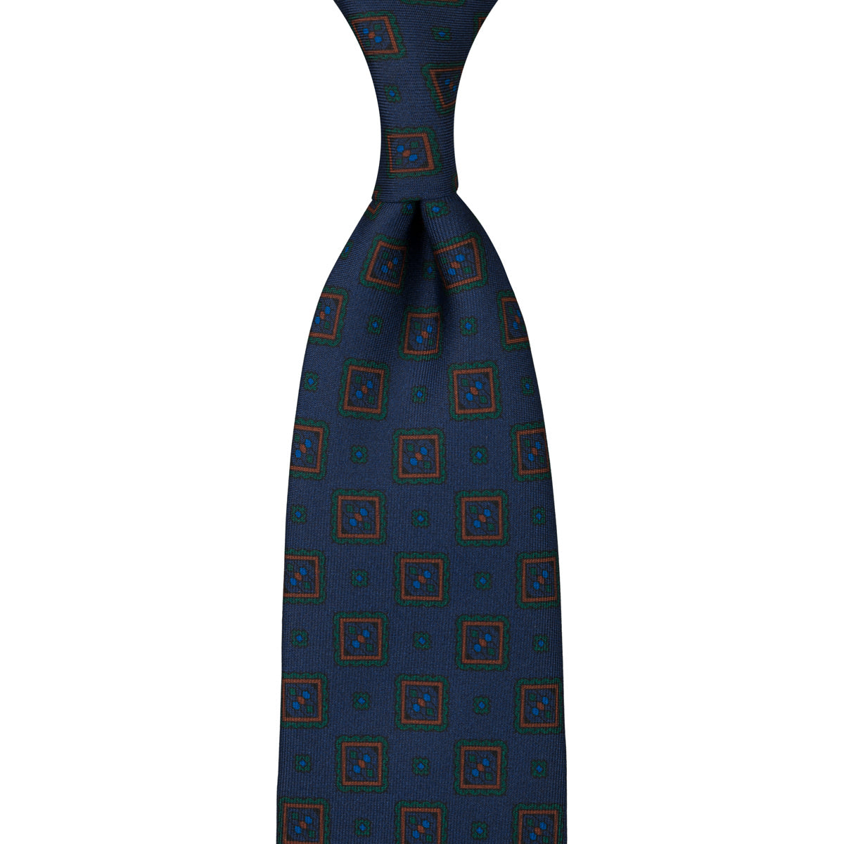Ancient Madder Silk Tie - Navy - Hand-Rolled