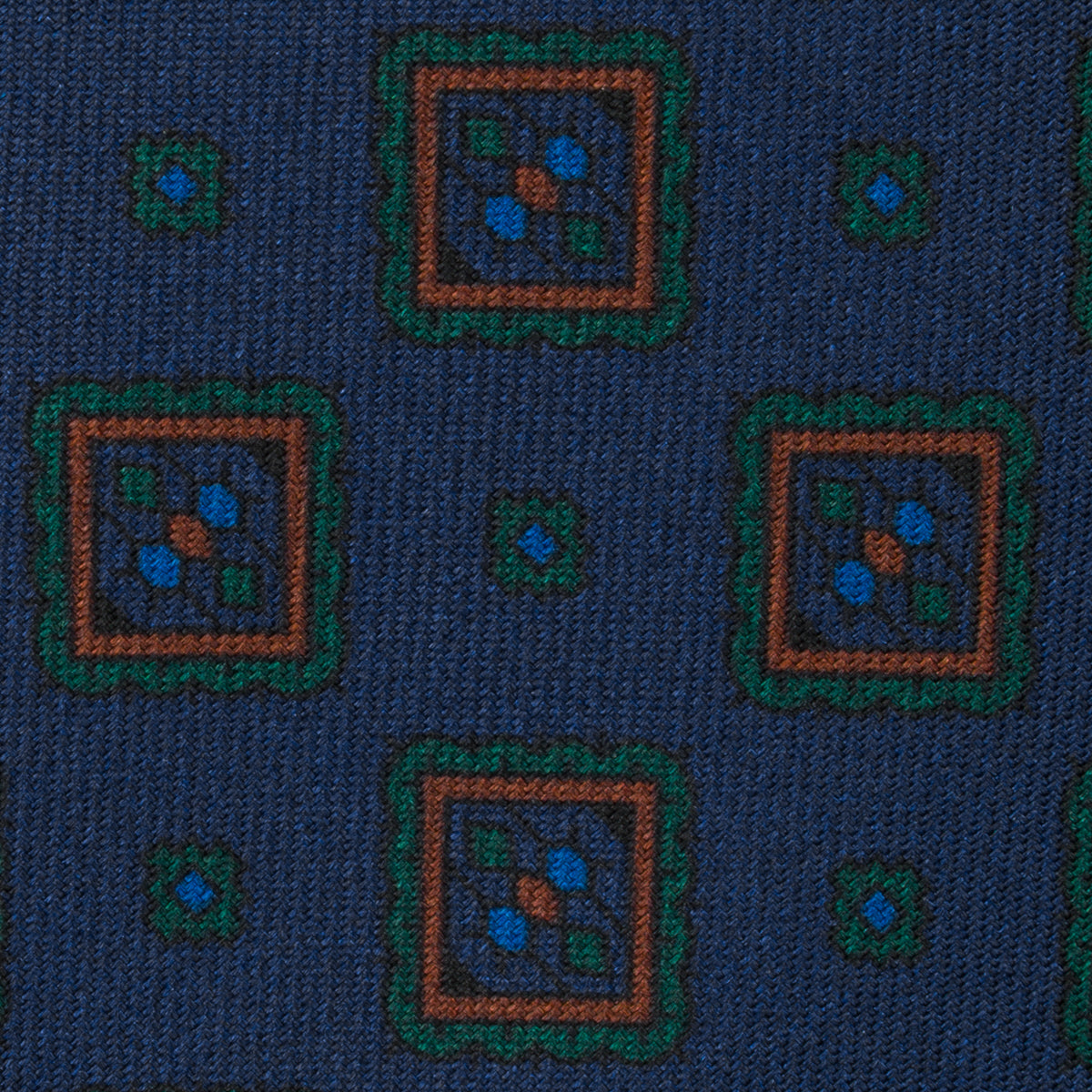 Ancient Madder Silk Tie - Navy - Hand-Rolled