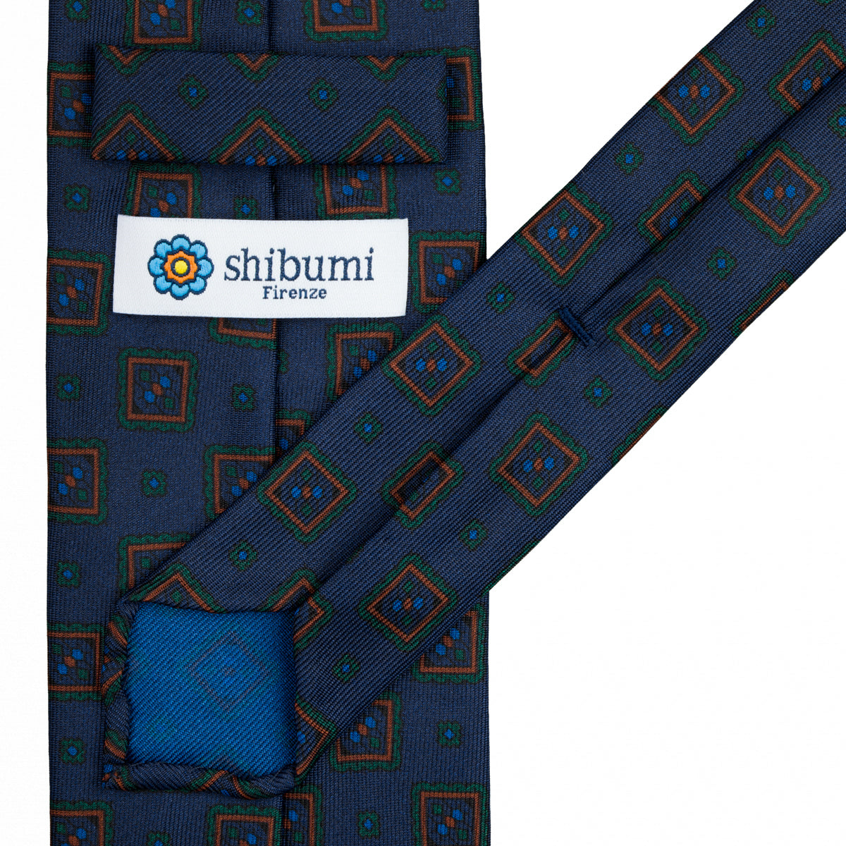 Ancient Madder Silk Tie - Navy - Hand-Rolled