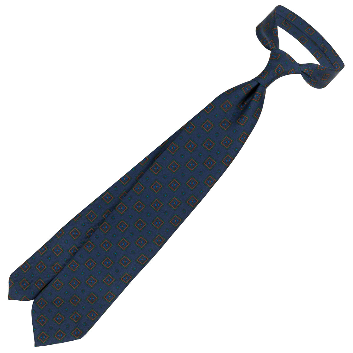 Ancient Madder Silk Tie - Navy - Hand-Rolled
