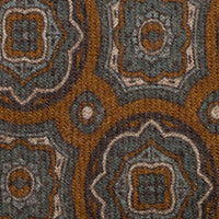 Floral Wool Challis Tie - Oatmeal - Hand-Rolled