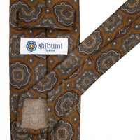 Floral Wool Challis Tie - Oatmeal - Hand-Rolled