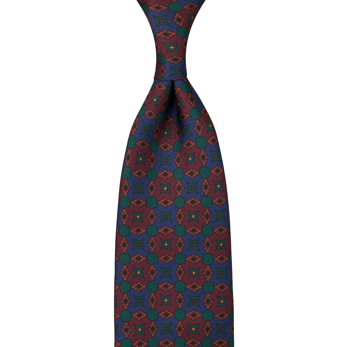Ancient Madder Silk Tie - Navy - Hand-Rolled