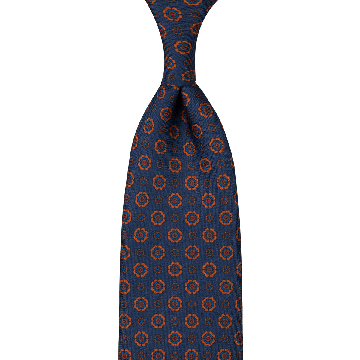 Ancient Madder Silk Tie - Navy - Hand-Rolled