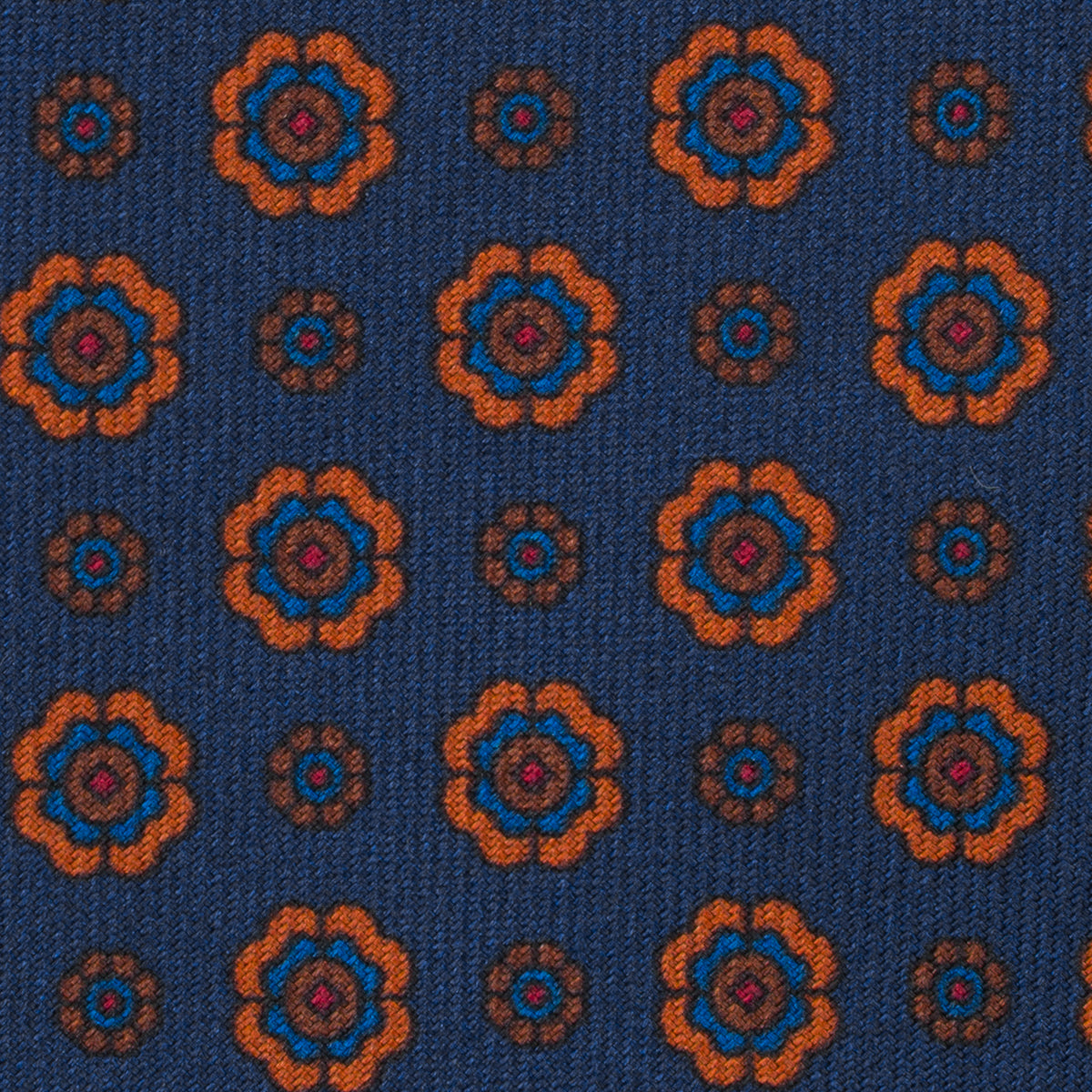 Ancient Madder Silk Tie - Navy - Hand-Rolled