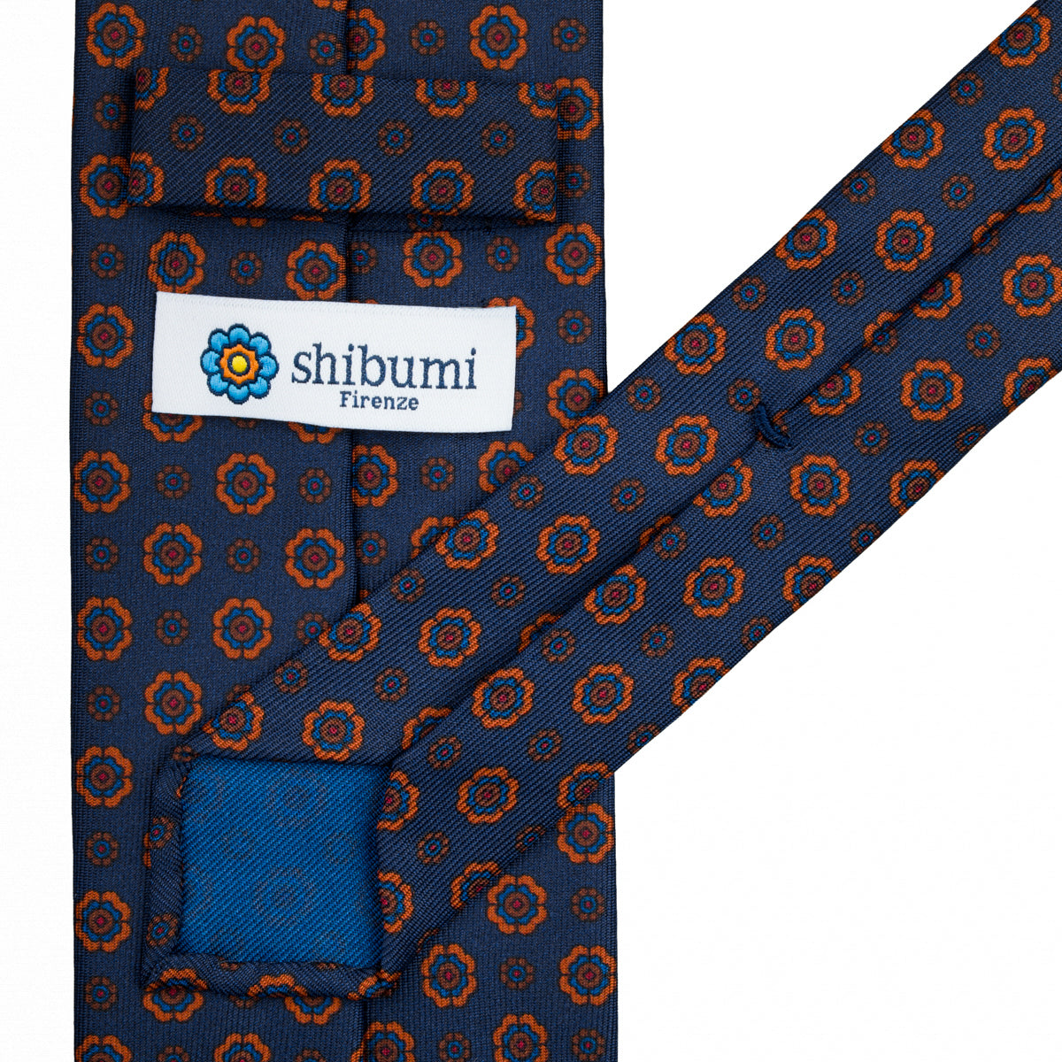 Ancient Madder Silk Tie - Navy - Hand-Rolled