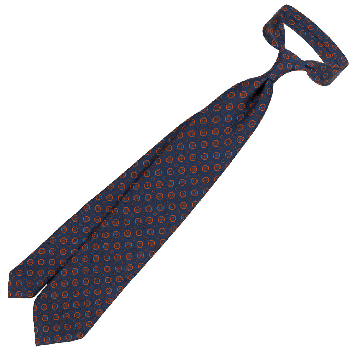 Ancient Madder Silk Tie - Navy - Hand-Rolled