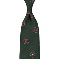 Floral Jacquard Silk Tie - Forest - Hand-Rolled