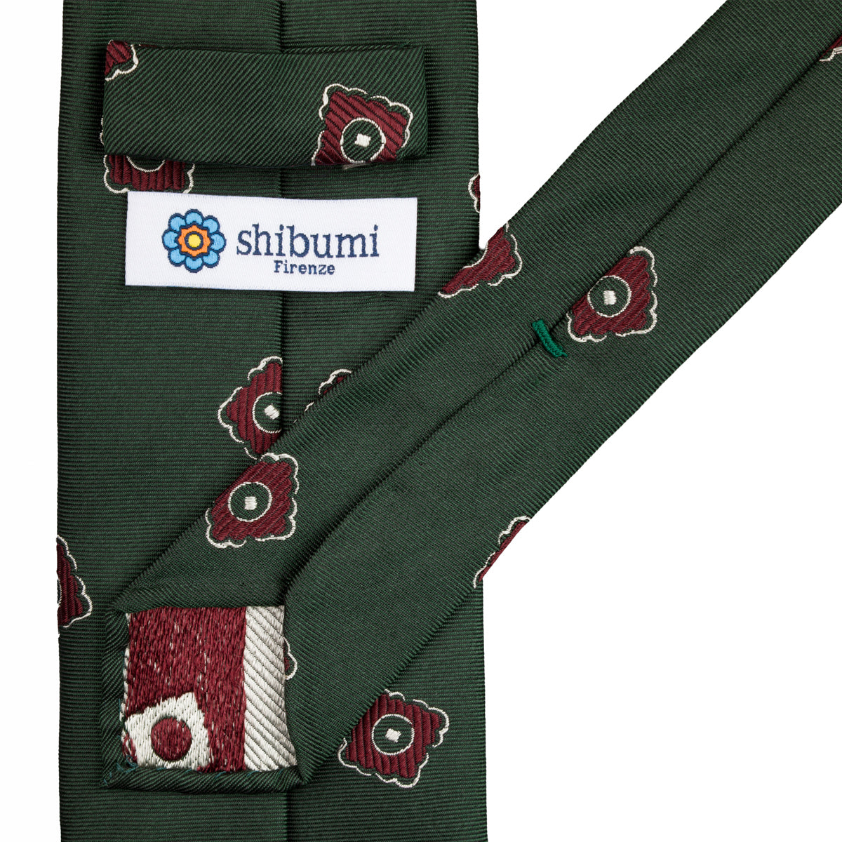 Floral Jacquard Silk Tie - Forest - Hand-Rolled