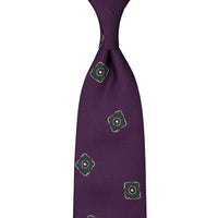 Floral Jacquard Silk Tie - Eggplant - Hand-Rolled