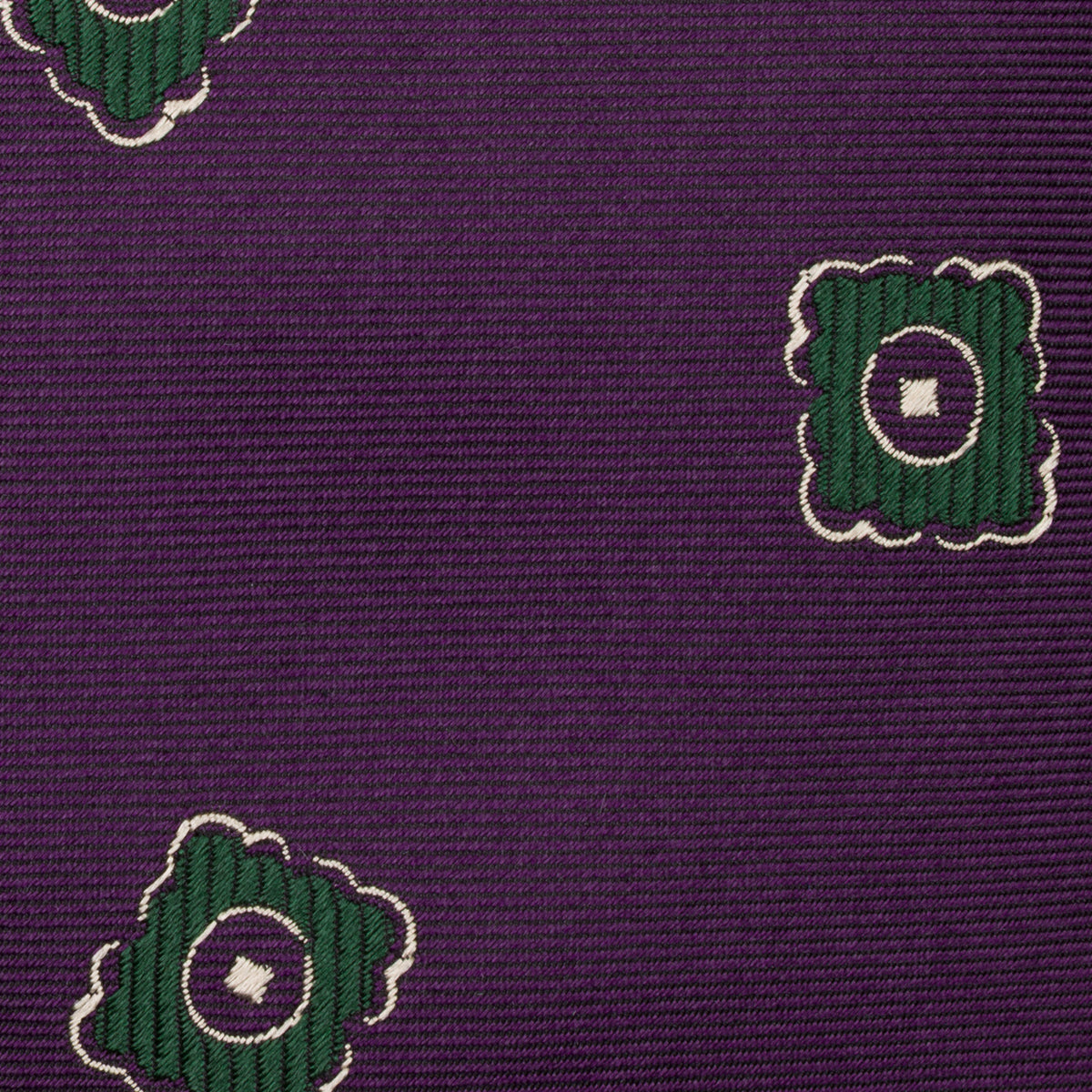 Floral Jacquard Silk Tie - Eggplant - Hand-Rolled