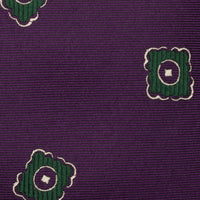 Floral Jacquard Silk Tie - Eggplant - Hand-Rolled