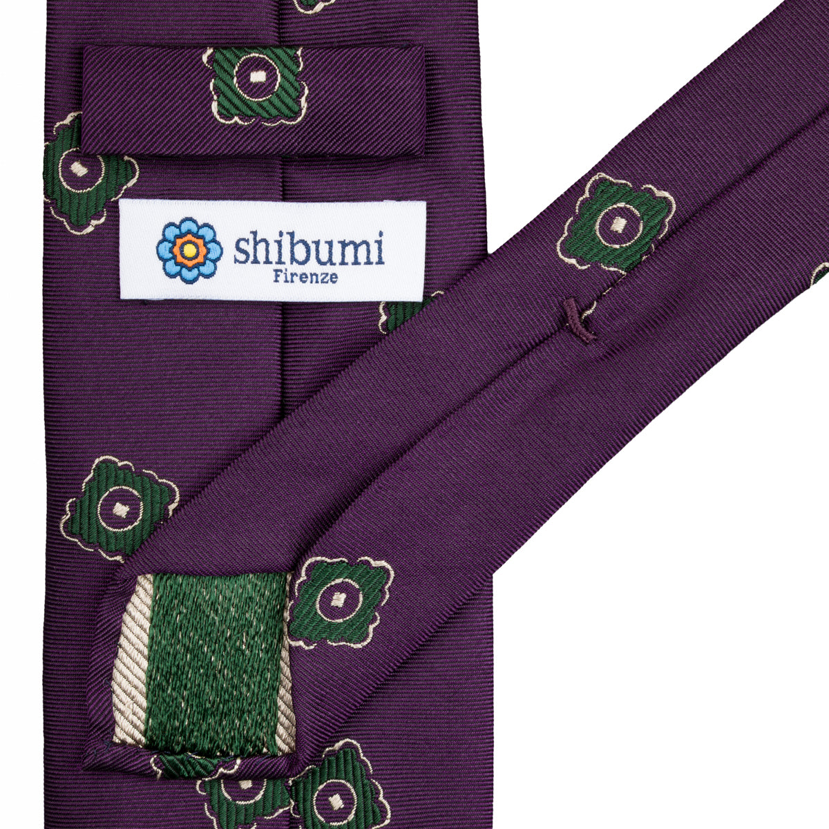 Floral Jacquard Silk Tie - Eggplant - Hand-Rolled