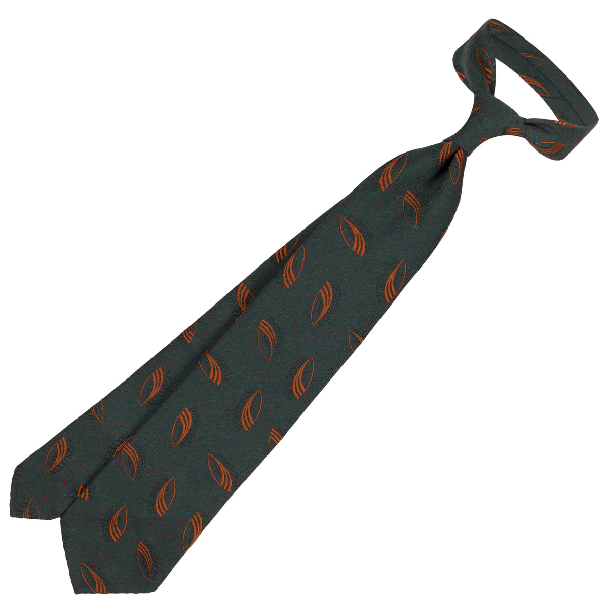 Geometrical Jacquard Silk Tie - Forest - Hand-Rolled