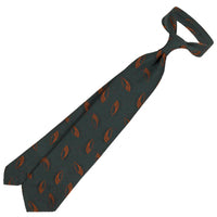Geometrical Jacquard Silk Tie - Forest - Hand-Rolled
