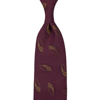 Geometrical Jacquard Silk Tie - Burgundy - Hand-Rolled