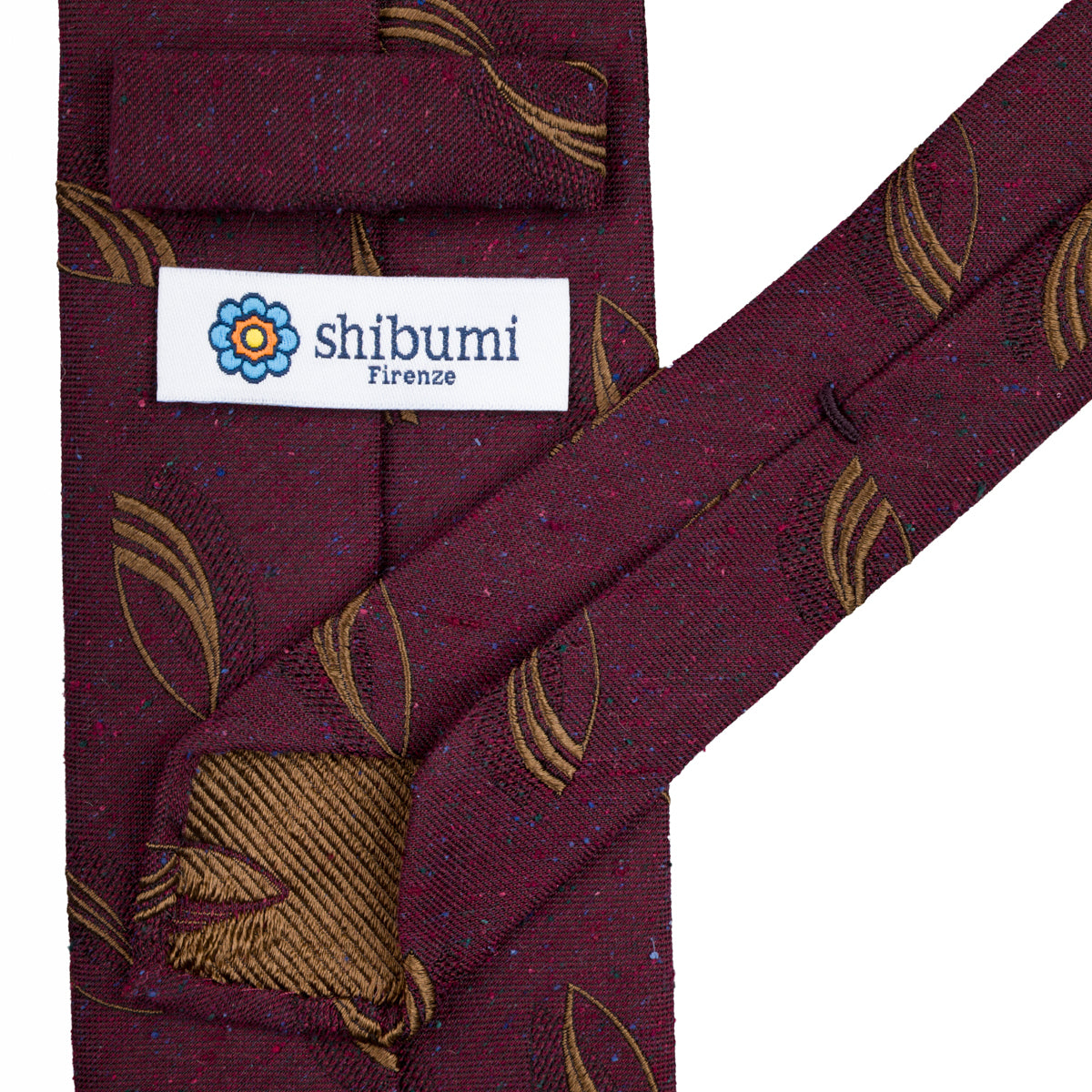 Geometrical Jacquard Silk Tie - Burgundy - Hand-Rolled
