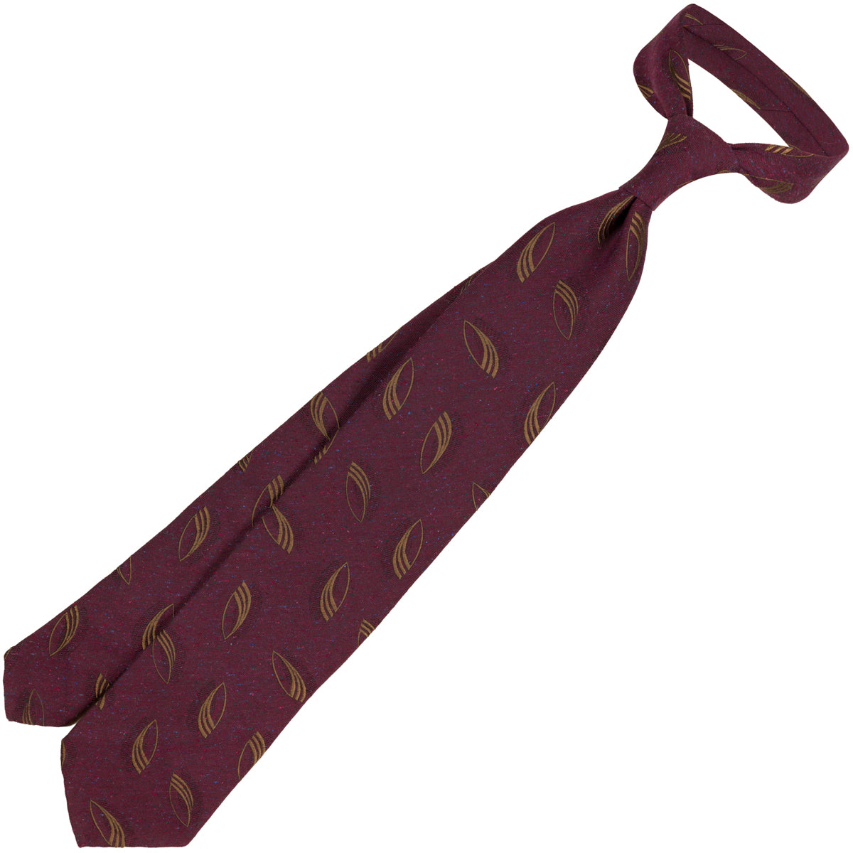 Geometrical Jacquard Silk Tie - Burgundy - Hand-Rolled
