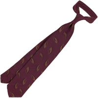 Geometrical Jacquard Silk Tie - Burgundy - Hand-Rolled