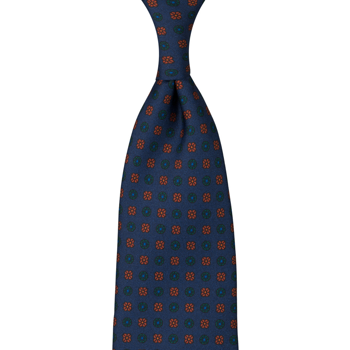 Ancient Madder Silk Tie - Navy - Hand-Rolled