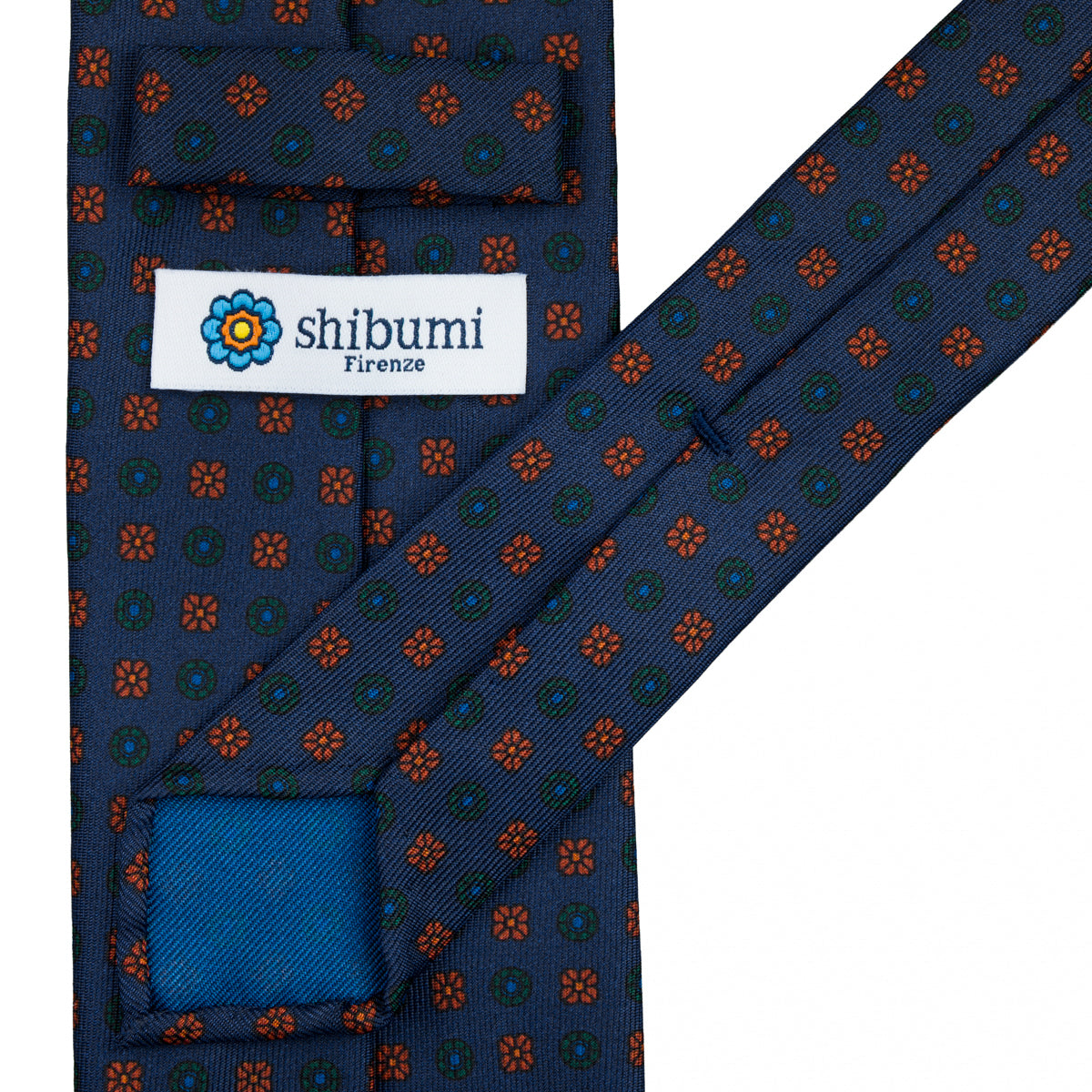 Ancient Madder Silk Tie - Navy - Hand-Rolled