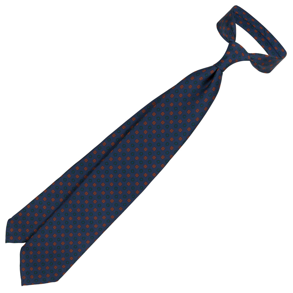 Ancient Madder Silk Tie - Navy - Hand-Rolled