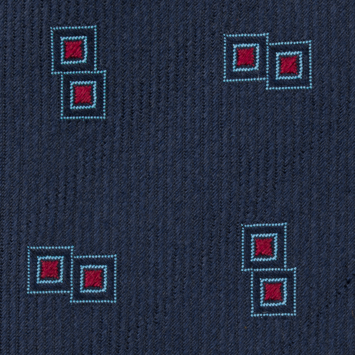Geometrical Jacquard Silk Tie - Navy - Hand-Rolled