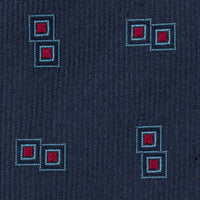 Geometrical Jacquard Silk Tie - Navy - Hand-Rolled