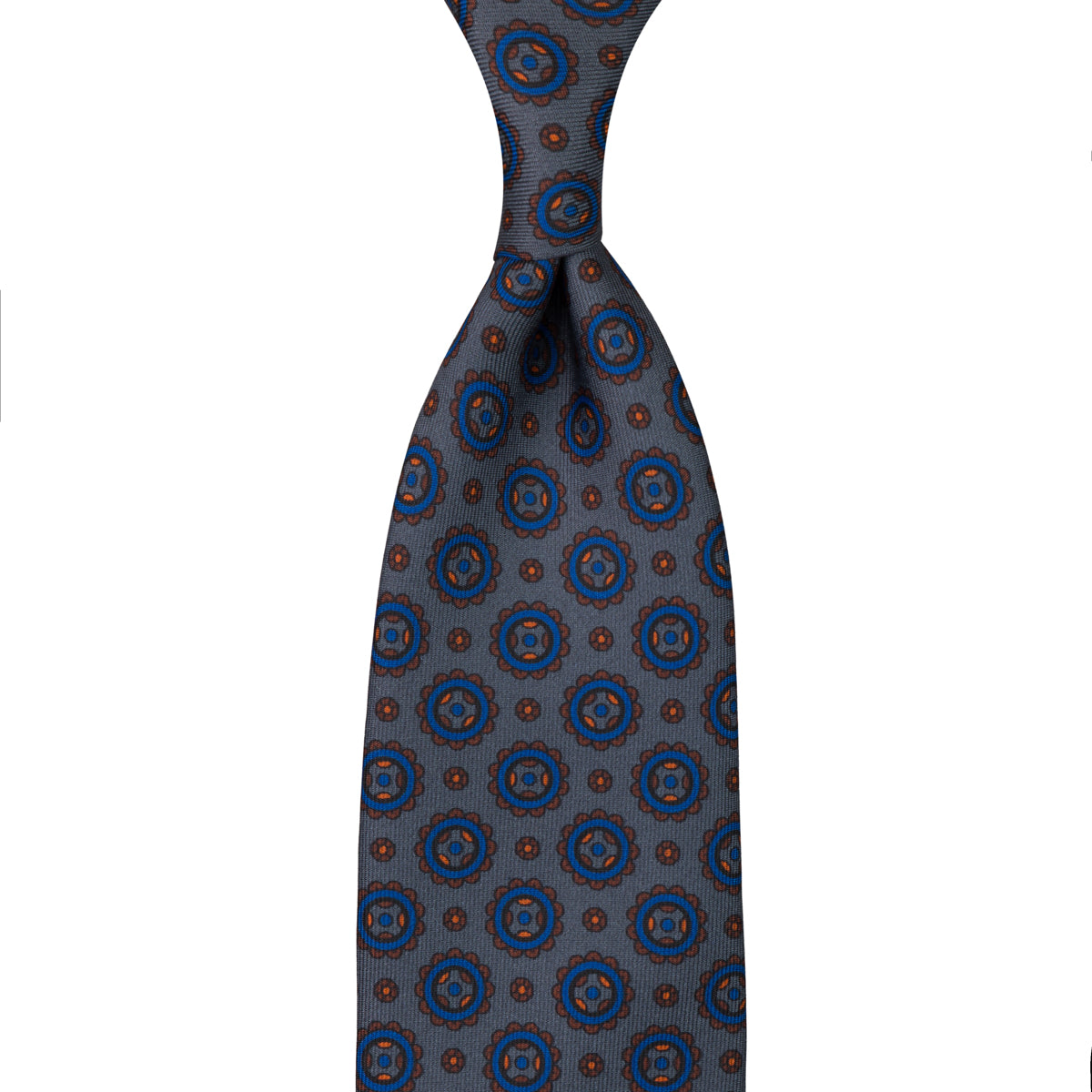 Ancient Madder Silk Tie - Grey - Hand-Rolled
