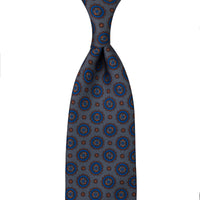 Ancient Madder Silk Tie - Grey - Hand-Rolled
