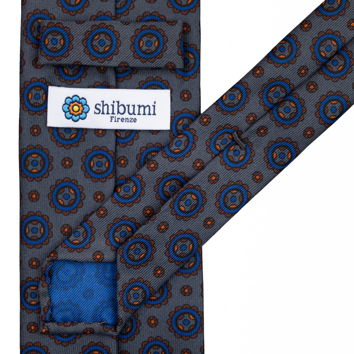 Ancient Madder Silk Tie - Grey - Hand-Rolled