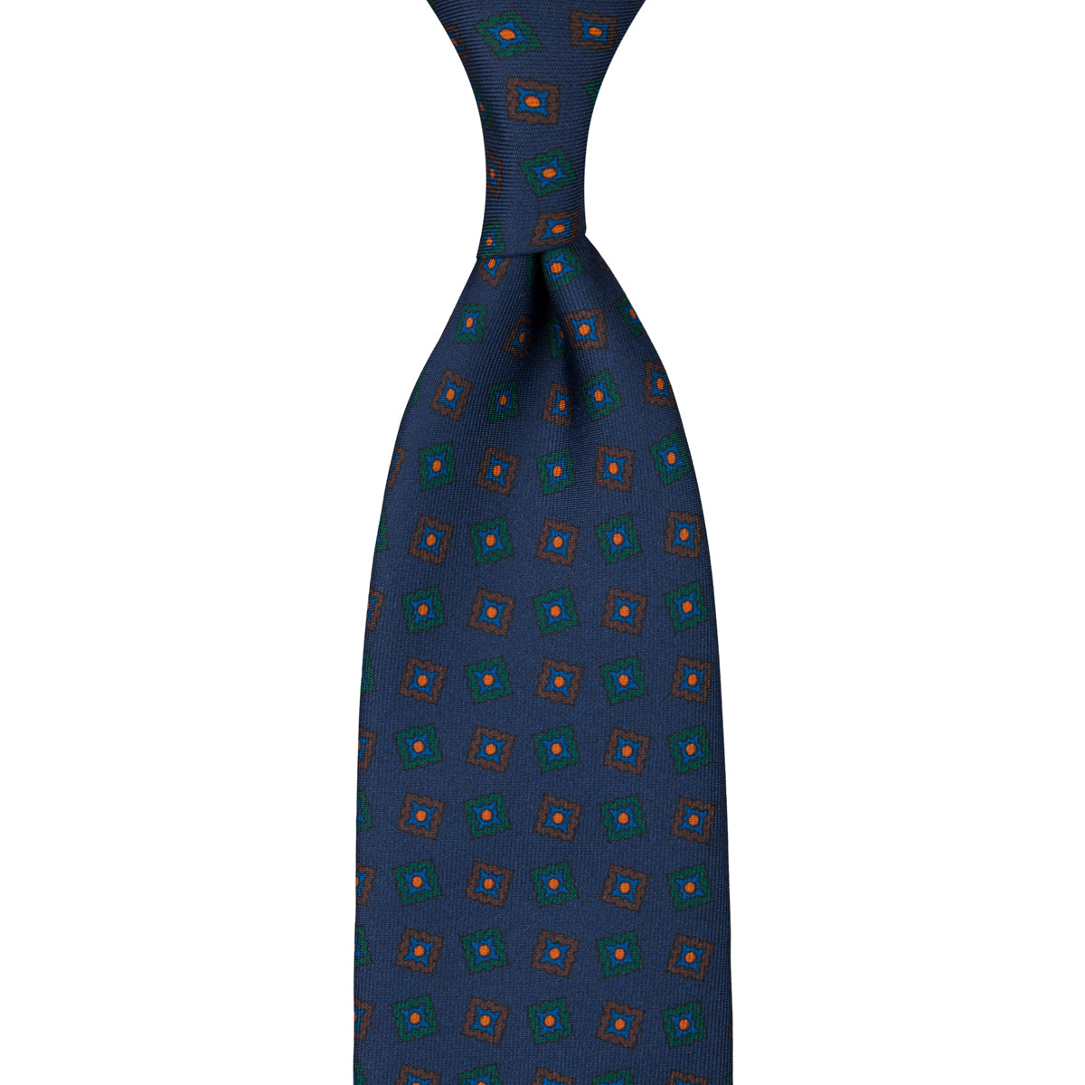 Ancient Madder Silk Tie - Navy - Hand-Rolled