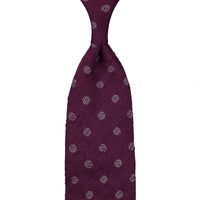 Shibumi-Flower Shantung Silk Tie - Eggplant - Hand-Rolled
